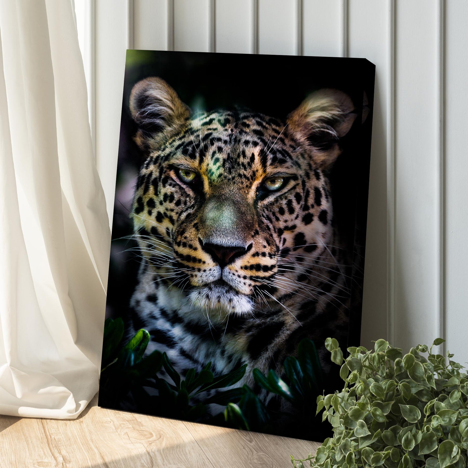 Sneaky Jungle Leopard Portrait Canvas Wall Art Style 2 - Image by Tailored Canvases