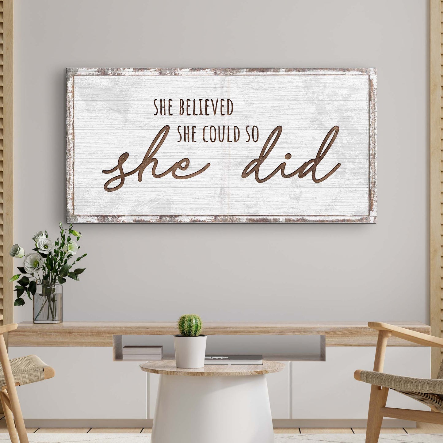 She Believed She Could So She Did Sign Style 1 - Image by Tailored Canvases