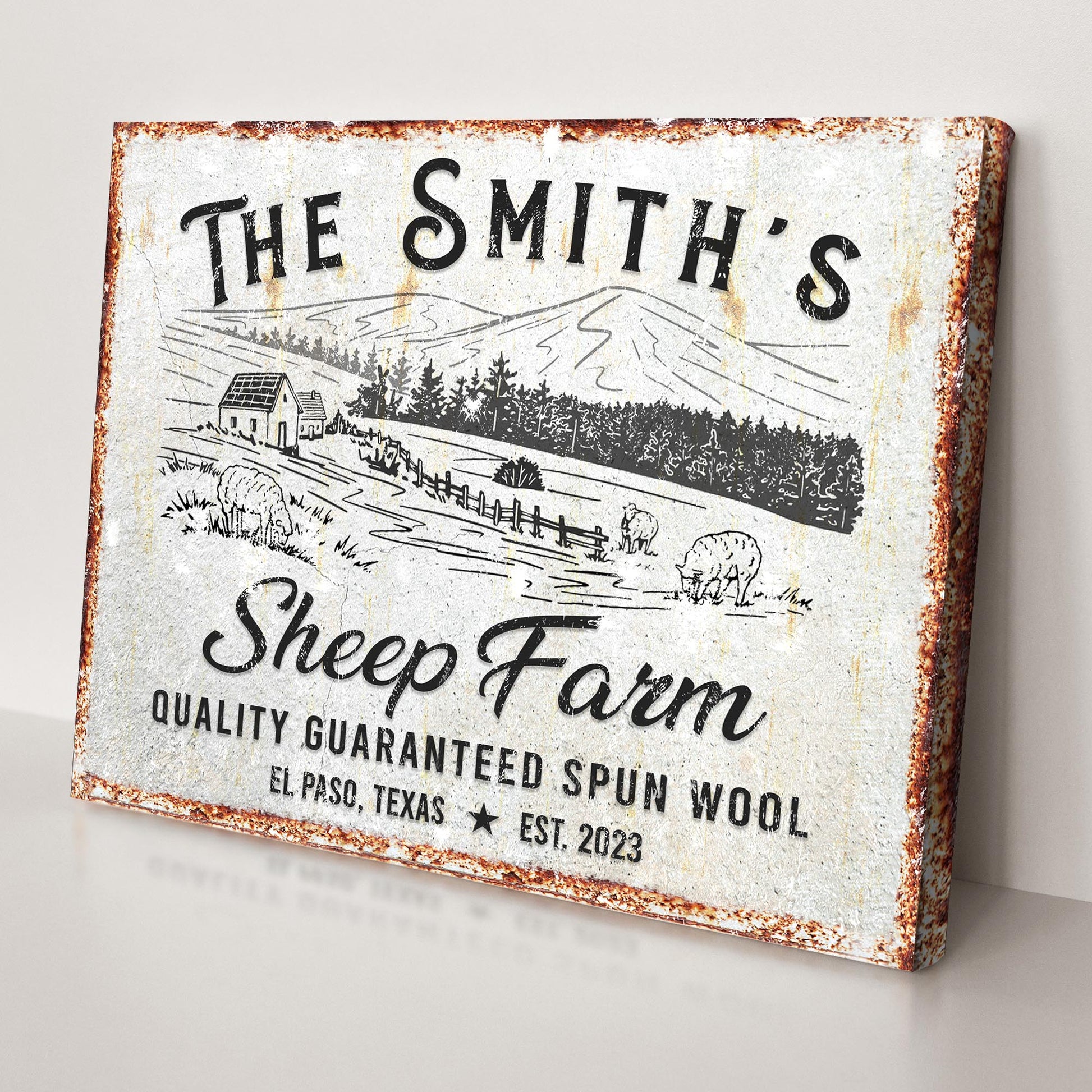 Sheep Farm Sign II  Style 2 - Image by Tailored Canvases