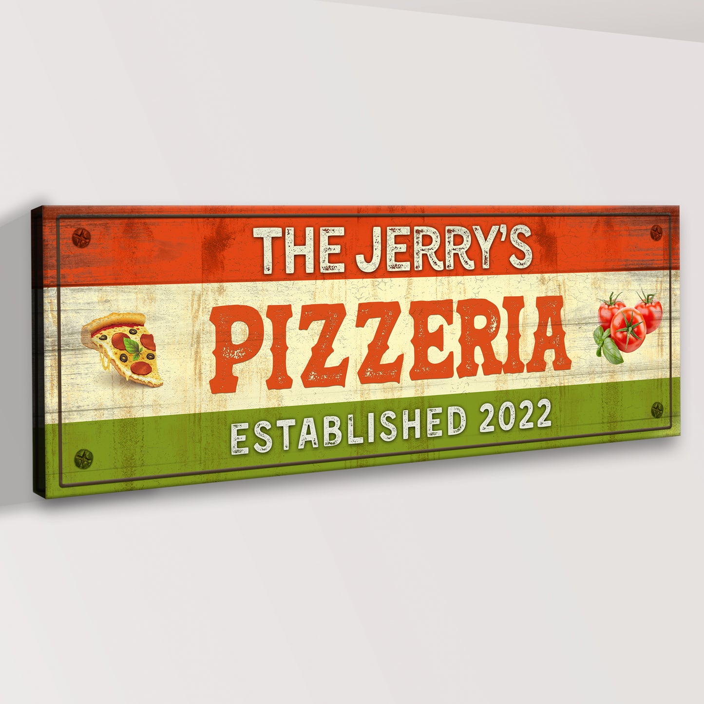 Vintage Pizzeria Sign | Customizable Canvas Style 2 - Image by Tailored Canvases