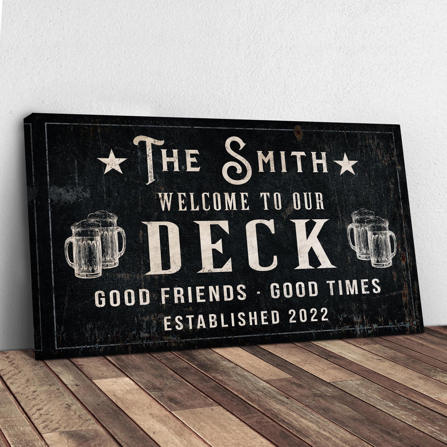 Good Friends Good Times Welcome To Our Deck Sign | Customizable Canvas Style 2 - Image by Tailored Canvases