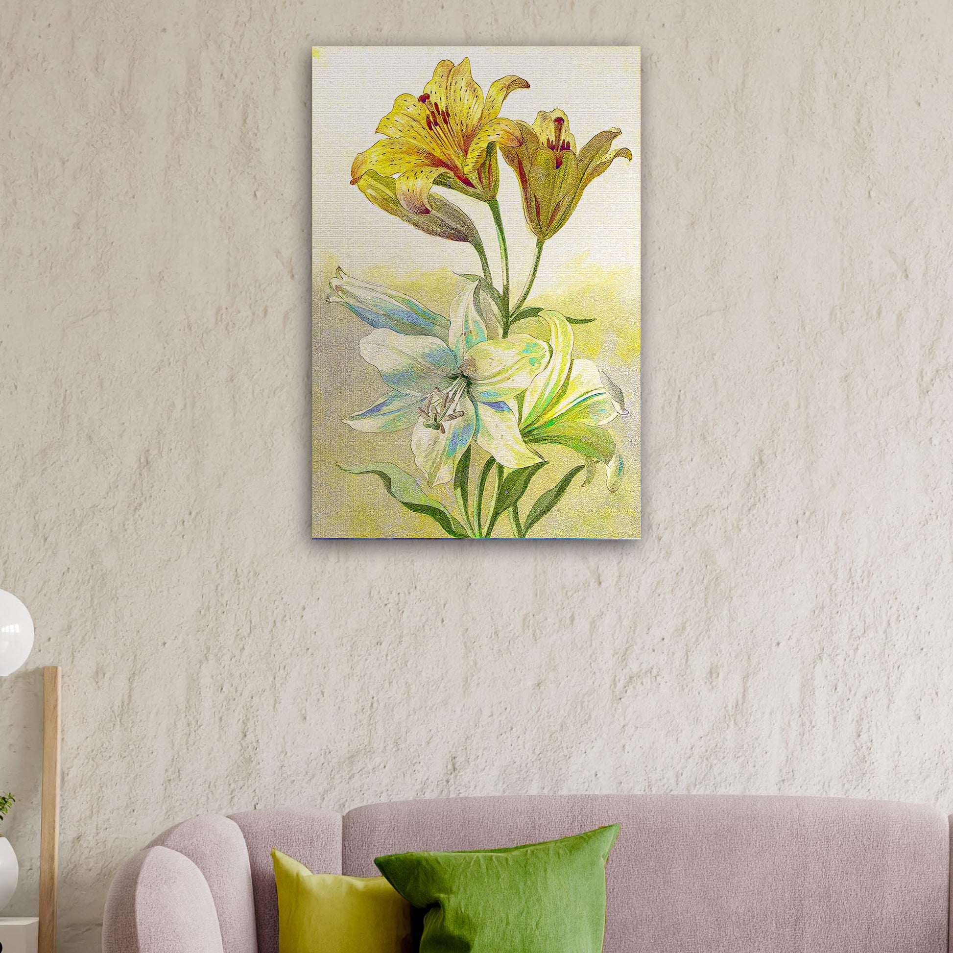 Flowers Daffodils Vintage Canvas Wall Art Style 1 - Image by Tailored Canvases