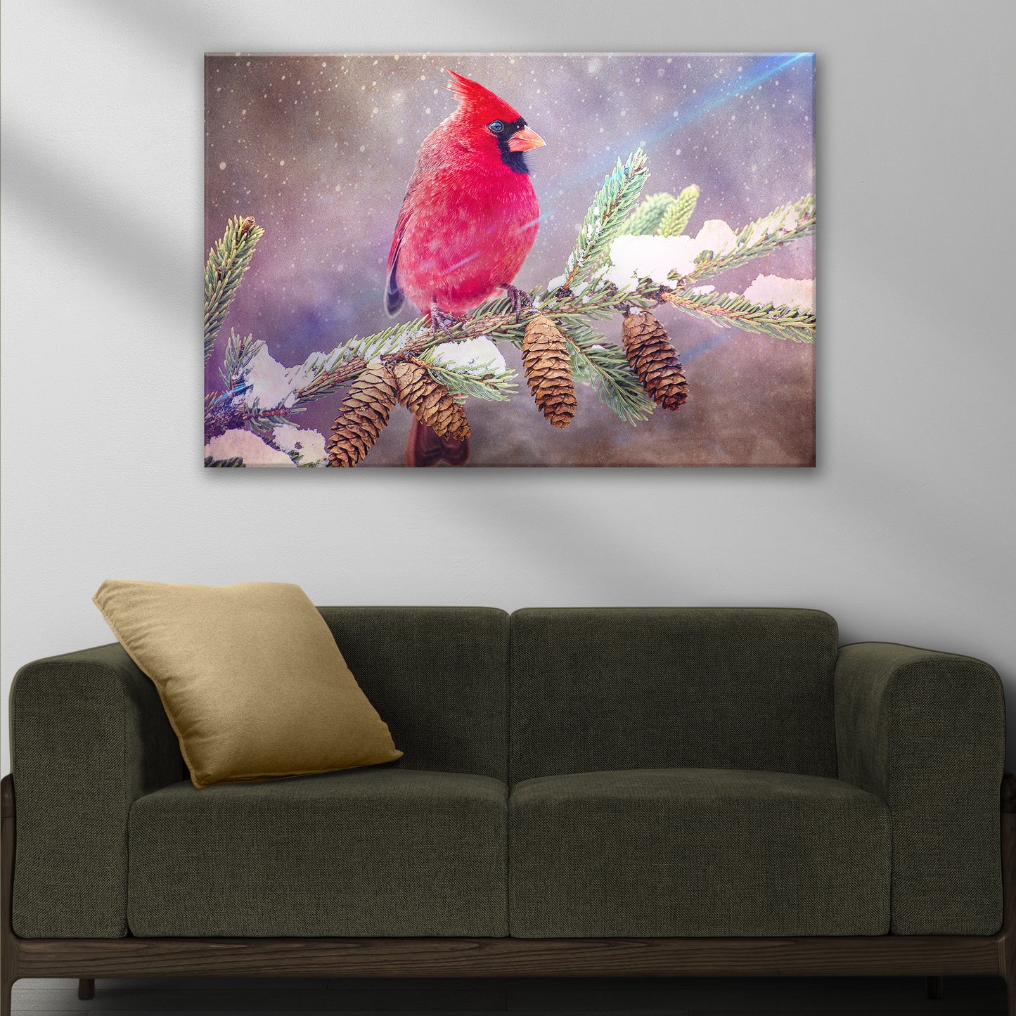 Winter Red Cardinal Canvas Wall Art Style 1 - Image by Tailored Canvases