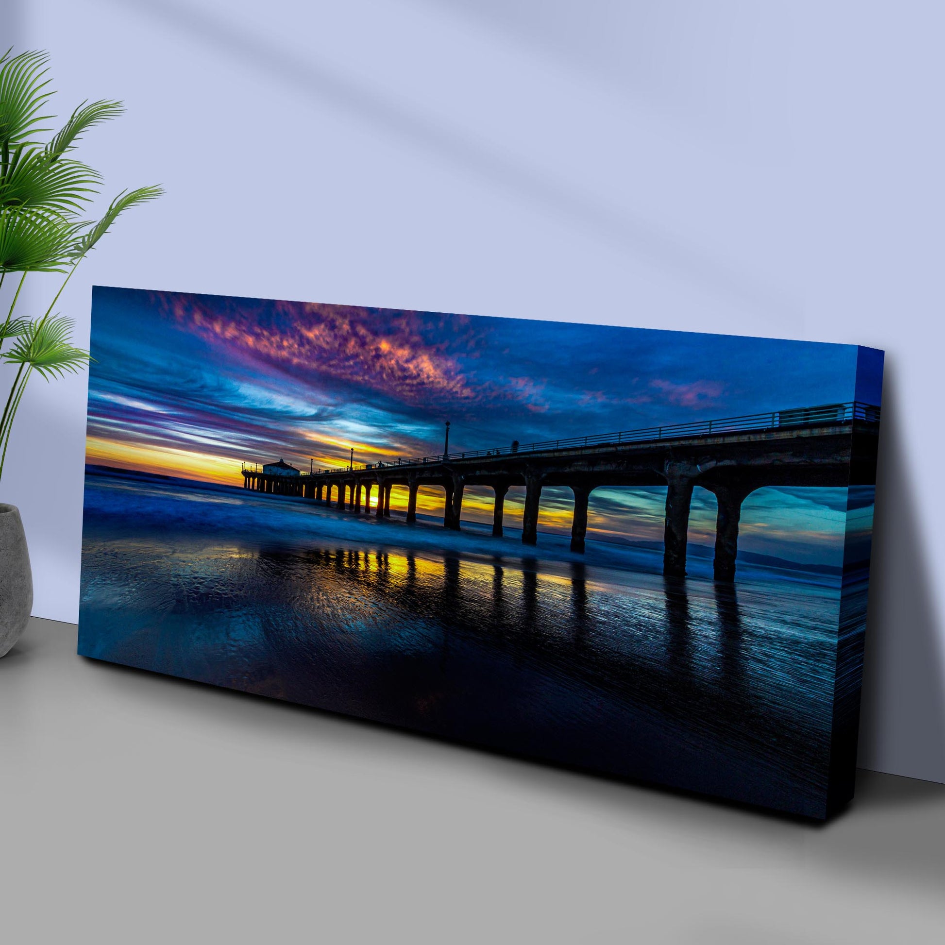 Sunset Beach Pier Canvas Wall Art Style 1 - Image by Tailored Canvases