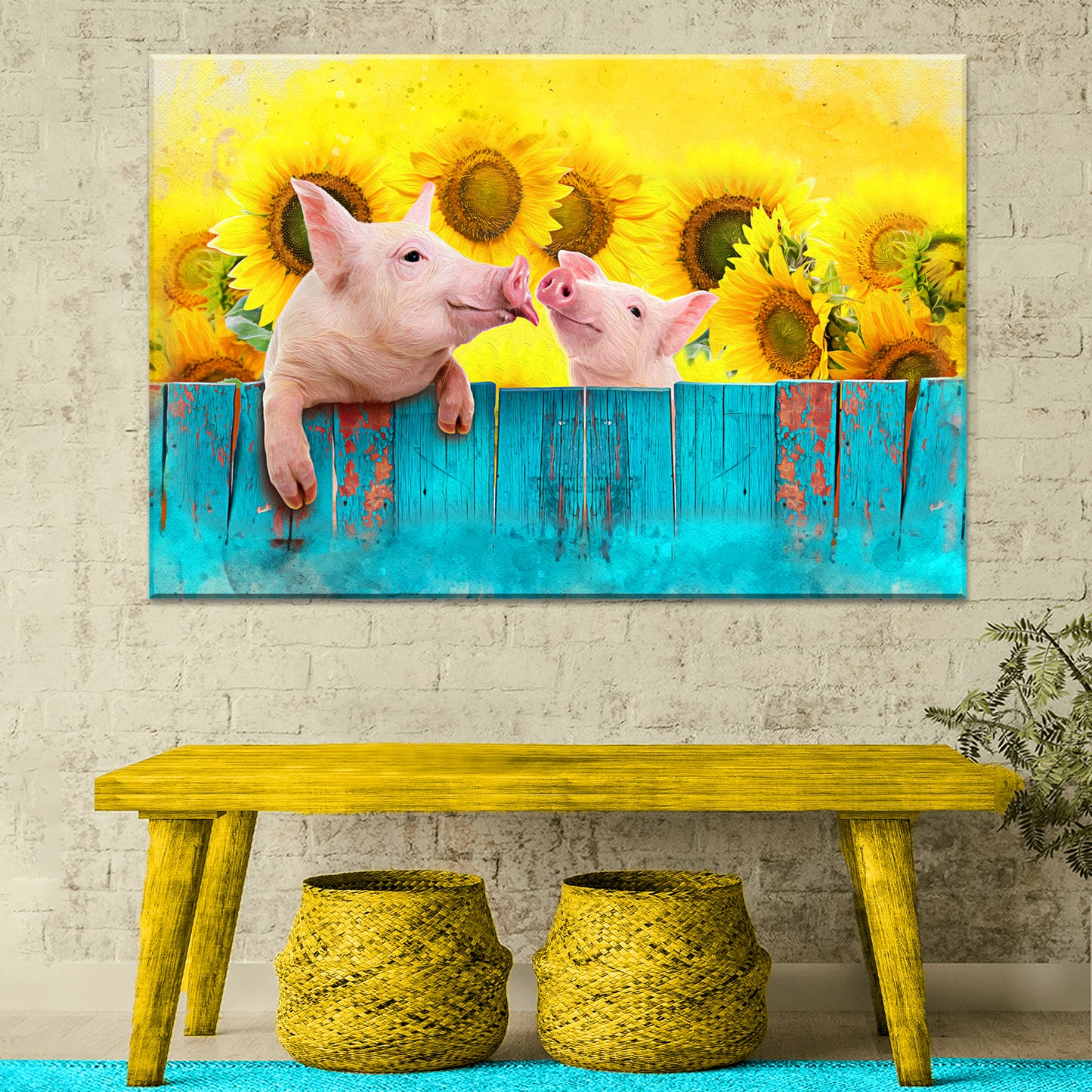 Sunflower Pigs Canvas Wall Art Style 2 - Image by Tailored Canvases