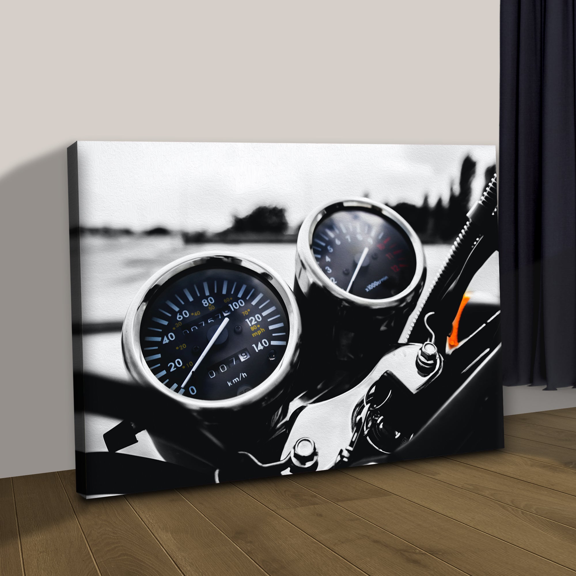 Vintage Motorcycle Gauge Canvas Wall Art Tailored Canvases