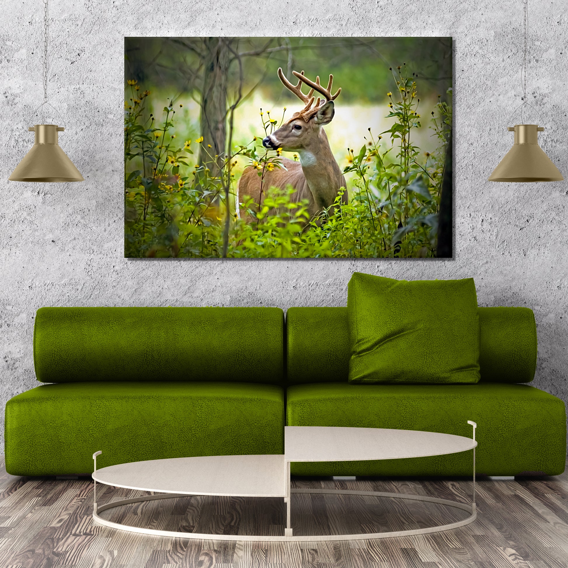 Whitetail Deer In Forest Bushes Canvas Wall Art Style 2 - Image by Tailored Canvases