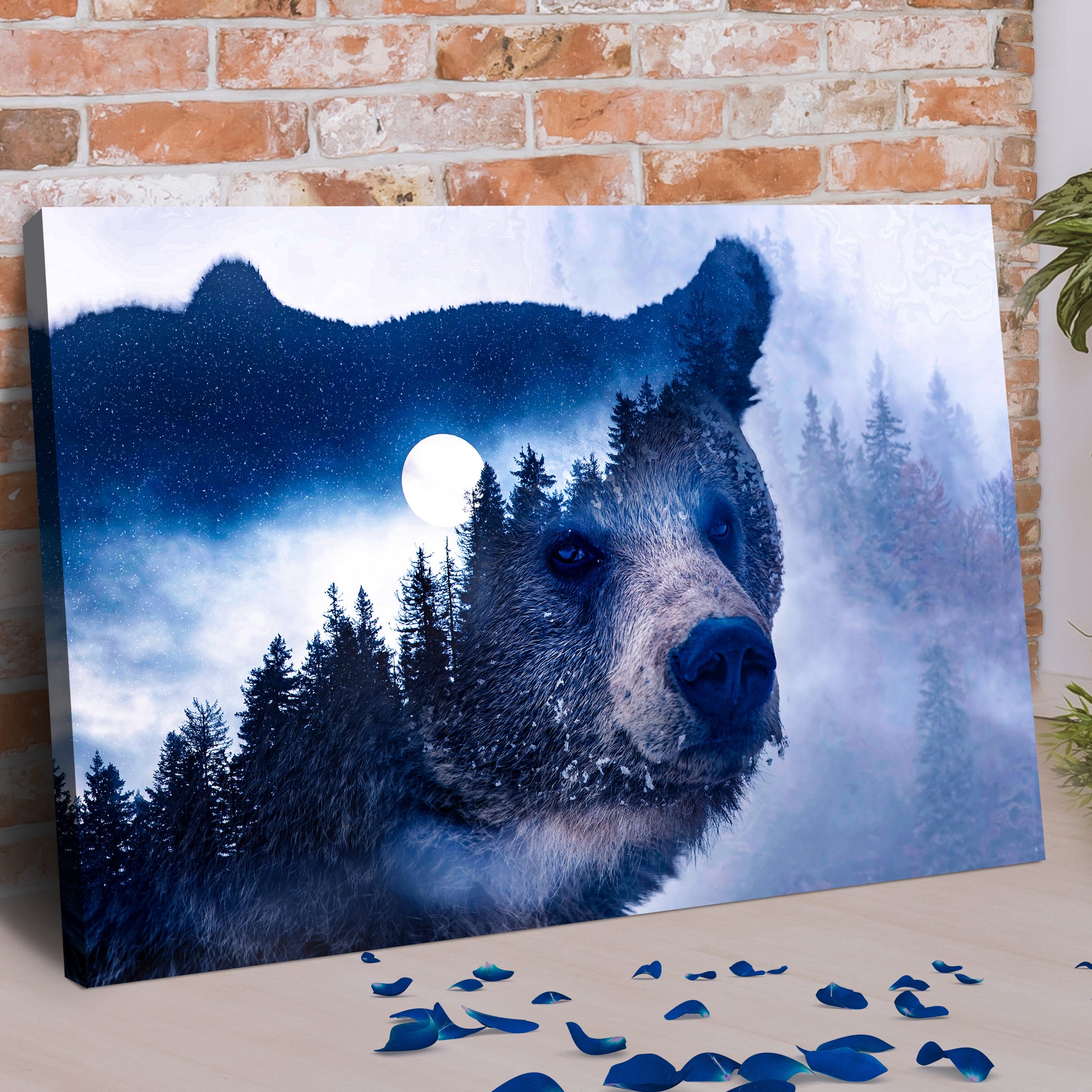 Animals Forest Bear Illustration Canvas Wall Art II Style 2 - Image by Tailored Canvases