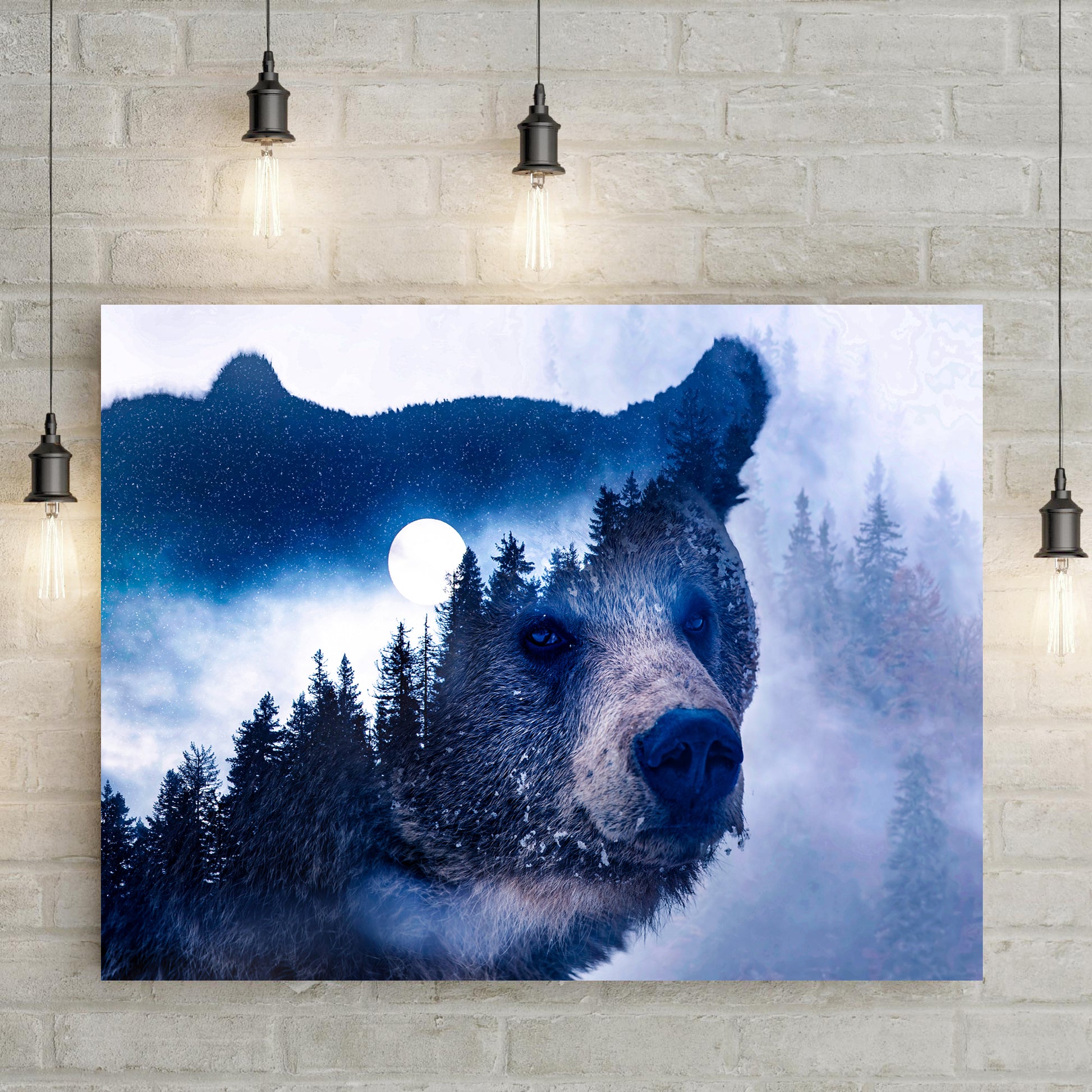 Animals Forest Bear Illustration Canvas Wall Art II Style 1 - Image by Tailored Canvases