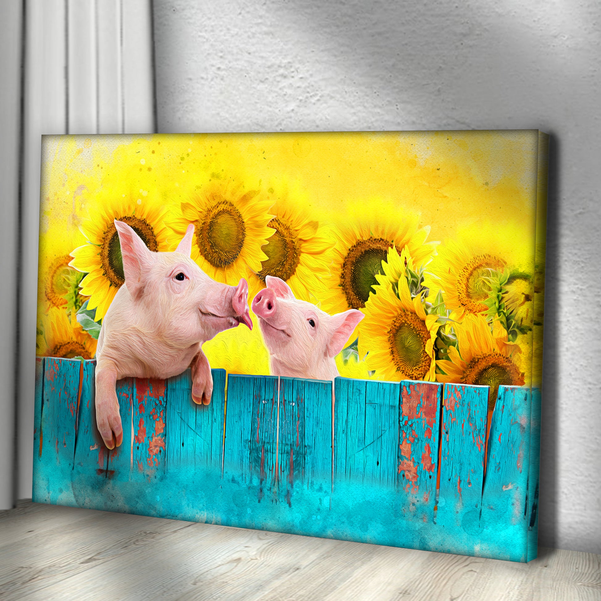 Sunflower Pigs Canvas Wall Art Style 1 - Image by Tailored Canvases