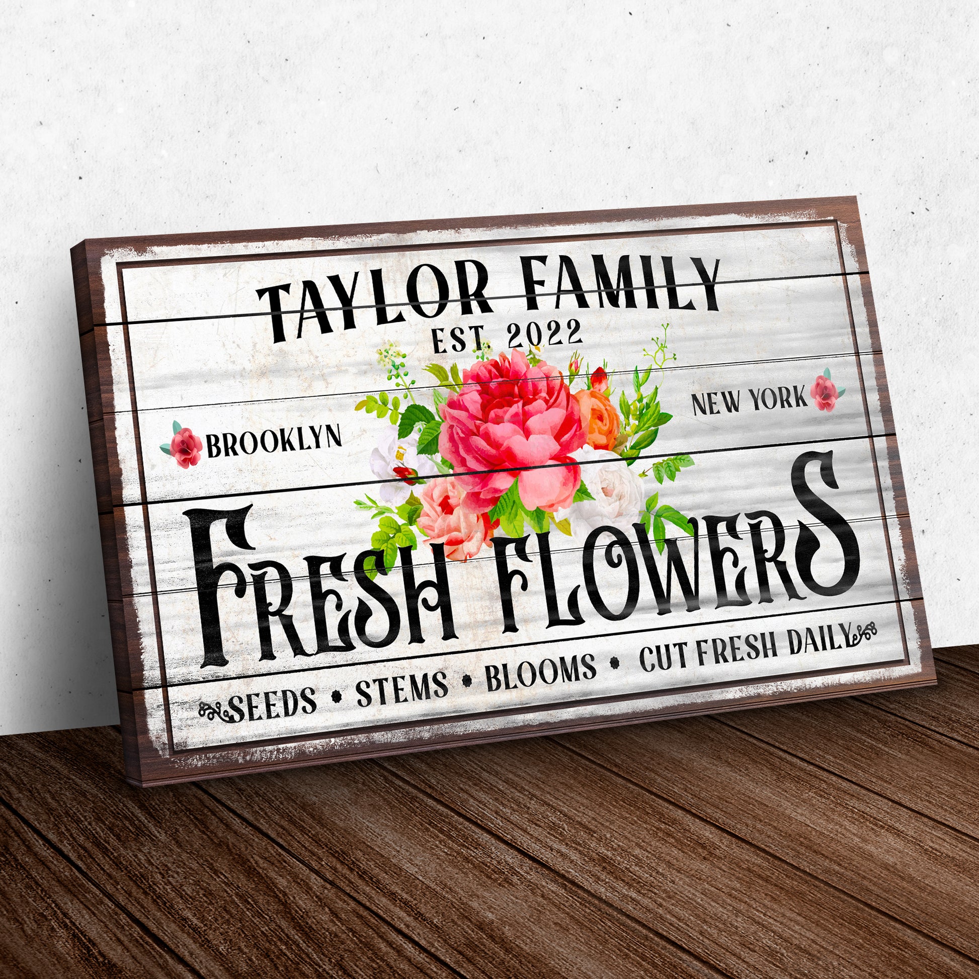 Family Fresh Flowers Sign Style 2 - Image by Tailored Canvases