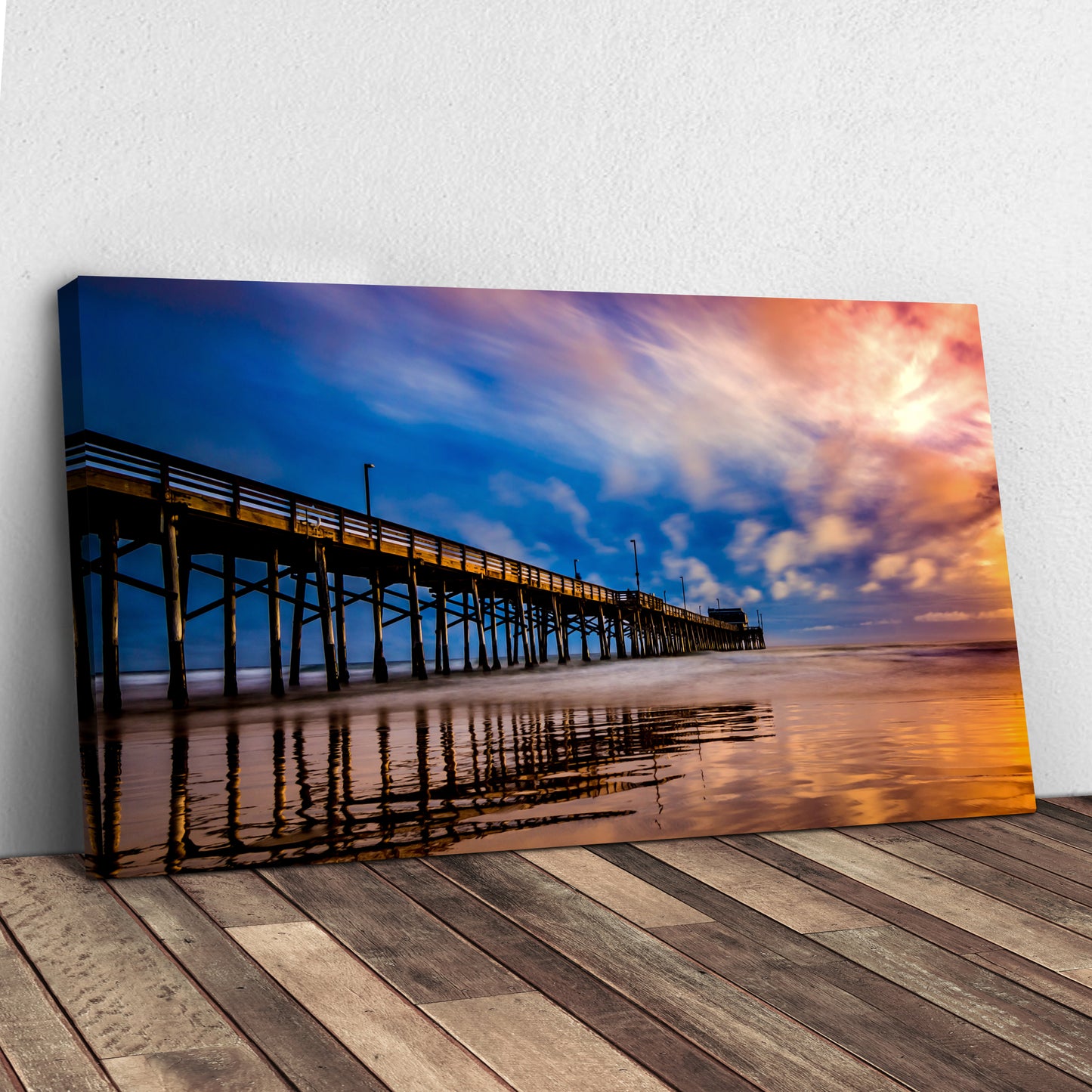 Beach Pier & Ocean Horizon Canvas Wall Art Style 1 - Image by Tailored Canvases