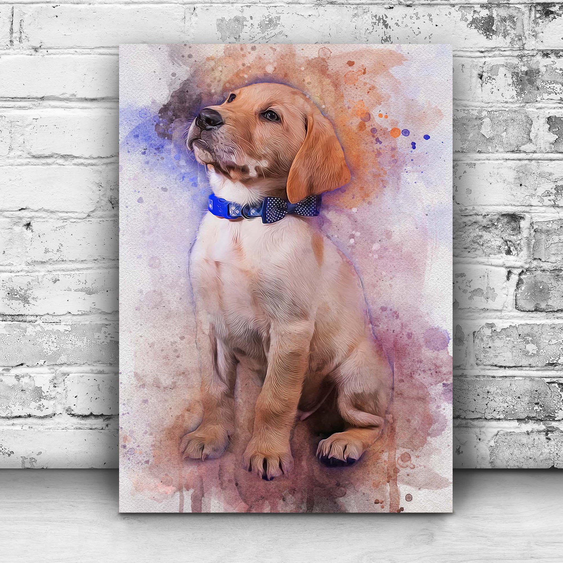 Pet Watercolor Portrait Sign IV | Customizable Canvas Style 2 - Image by Tailored Canvases