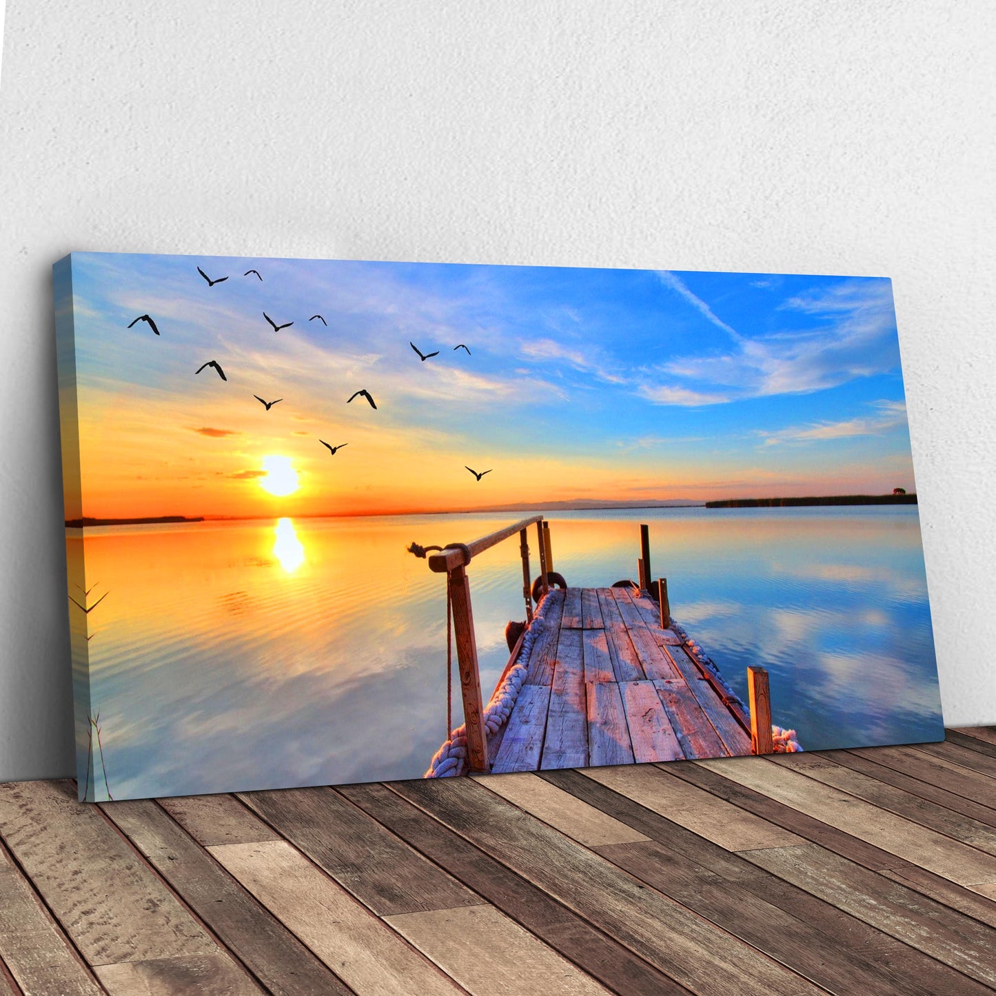 Dock Sunset View Canvas Wall Art Style 1 - Image by Tailored Canvases
