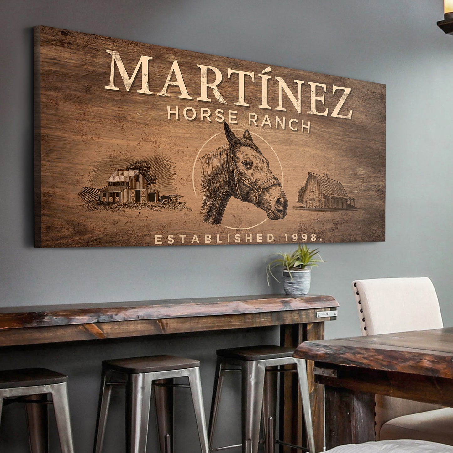Vintage Horse Ranch Sign Style 4 - Image by Tailored Canvases