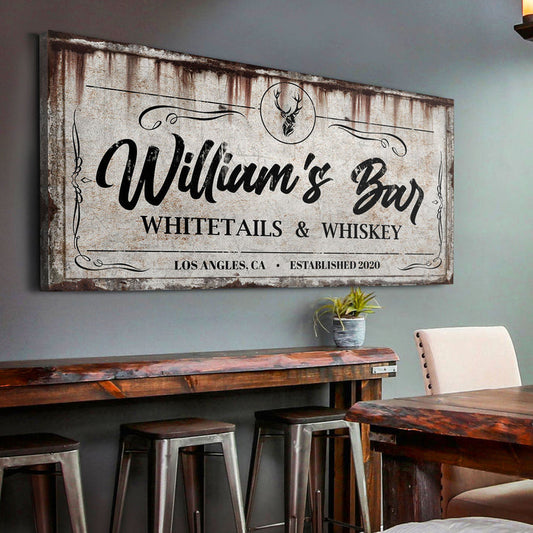 Bar Cabinet Decor | Adding personal touches to a bar cabinet by Tailored Canvases