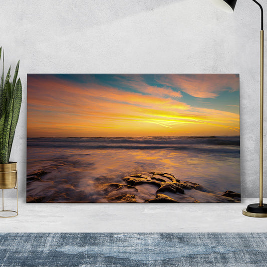 Add Warmth and Tranquility to Your Home With a Sunset Beach Wall Art - Image by Tailored Canvases