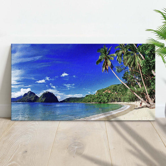 Staycation Achieved With a Beautiful Tropical Beach Wall Art - Image by Tailored Canvases