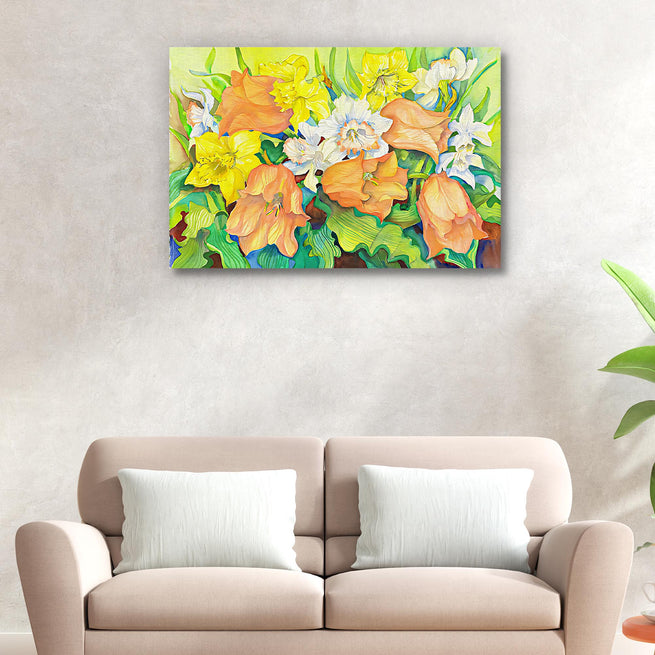 Floral Fantasia: A Colorful And Expressive Abstract Flower Canvas Wall Art - Image by Tailored Canvases