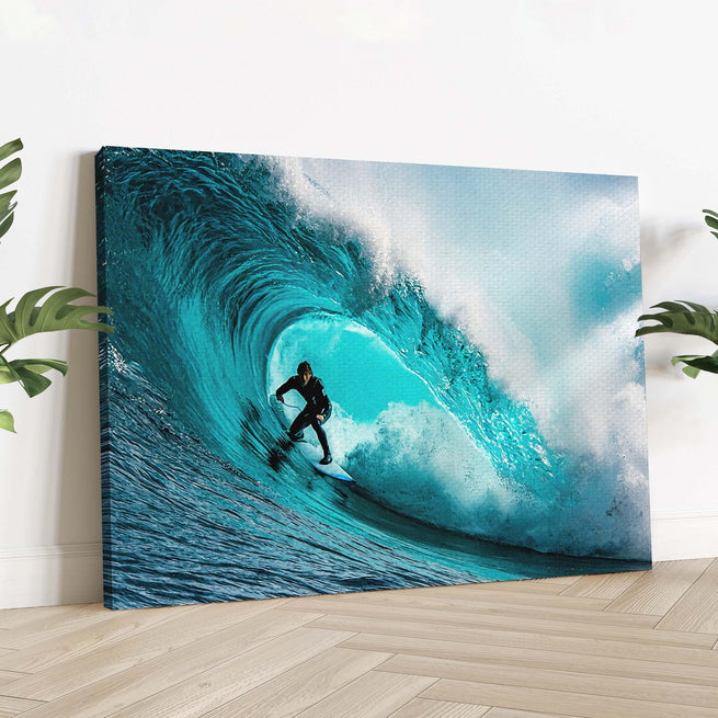 Hang Ten: Riding The Waves Of Surfing Canvas Wall Art - Image by Tailored Canvases