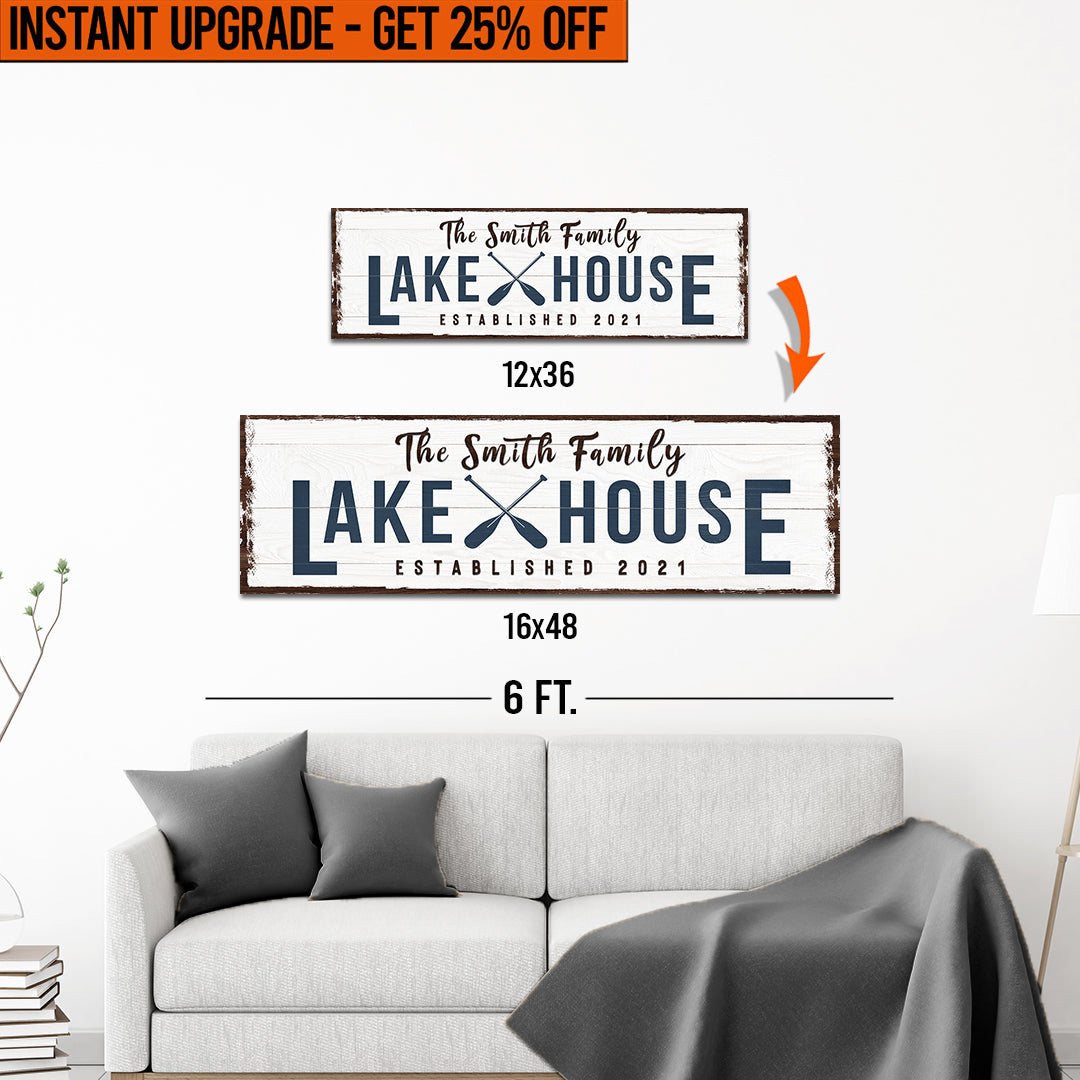 Upgrade Your 12x36 Inches (Style 2) 'Family Lake House Arrow'  Canvas To 16x48 Inches