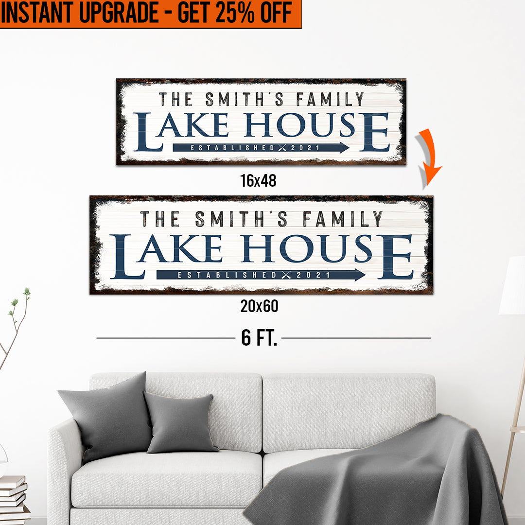 Upgrade Your 16x48 Inches 'Family Lake House Arrow' (Style 1) Canvas To 20x60 Inches