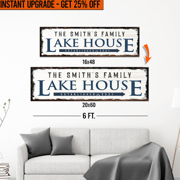 Upgrade Your 16x48 Inches 'Family Lake House Arrow' (Style 1) Canvas To 20x60 Inches