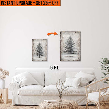 Upgrade Your 18x12 Inches 'Vintage Christmas Tree Wall Art II' Canvas To 24x16 Inches