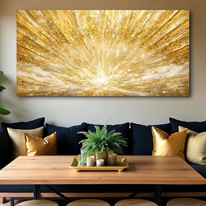 Golden Radiant Sun Abstract Wall Art