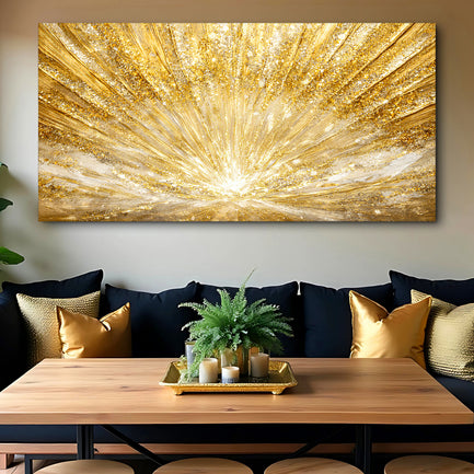 Golden Radiant Sun Abstract Wall Art