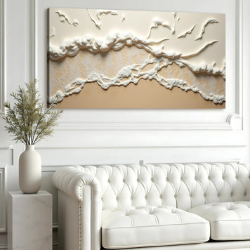 Beige Textured Abstract Ocean Waves Wall Art