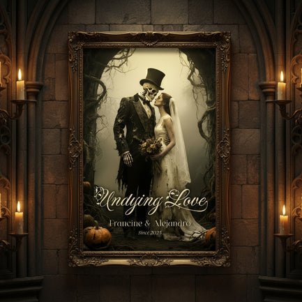 Halloween Skeleton Bride and Groom Wall Sign