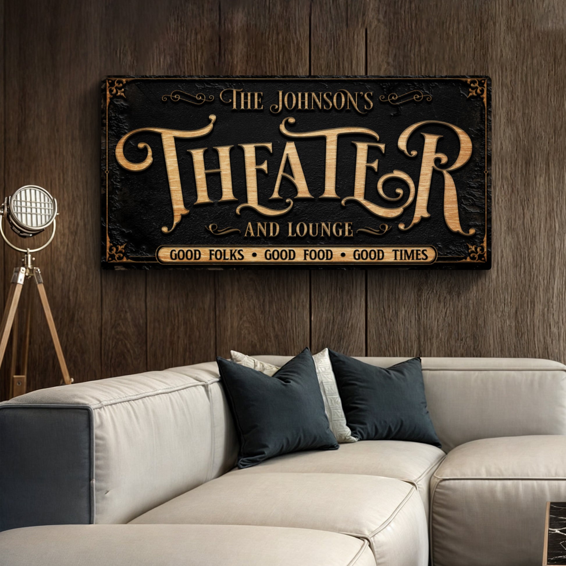 Personalized Theater Sign III Style 1 - Image by Tailored Canvases