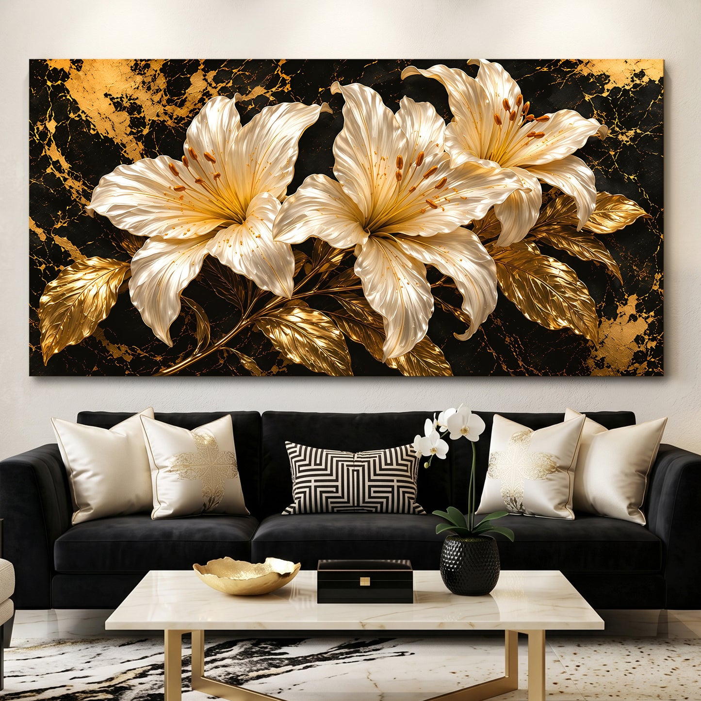 Golden Lily Radiance Wall Art