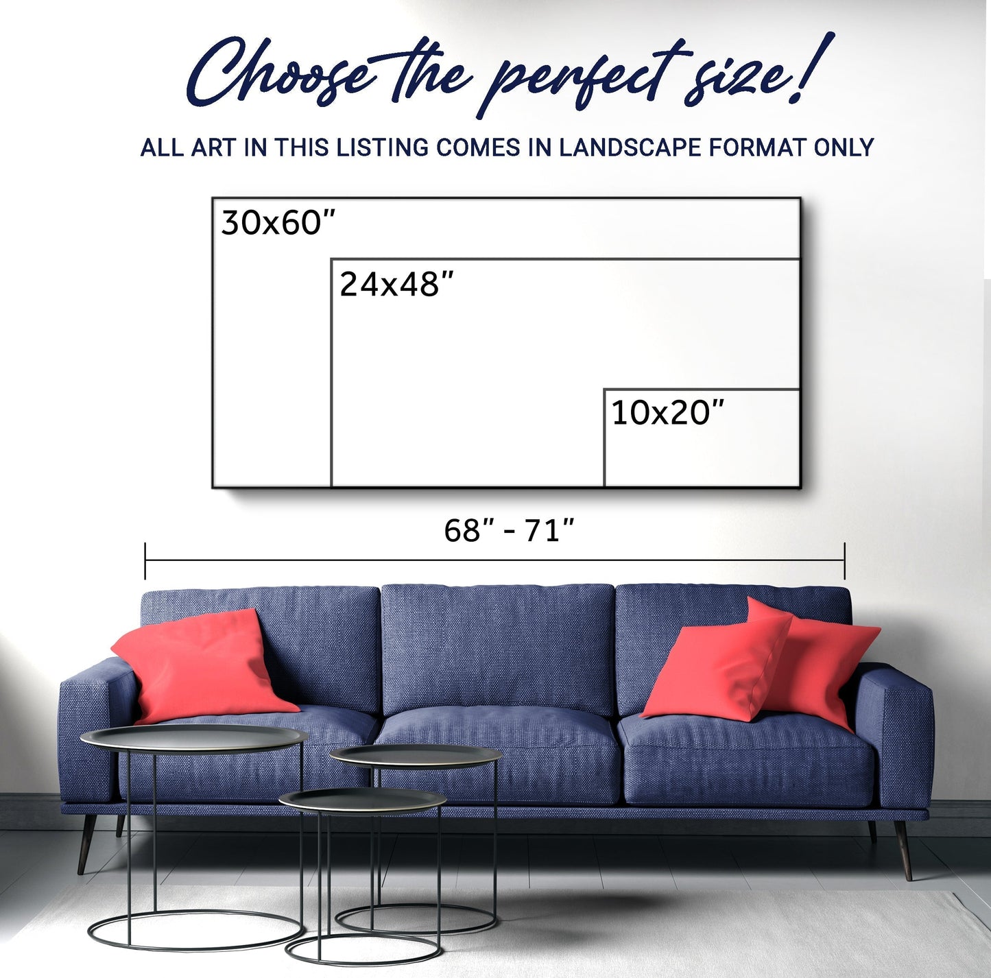 Custom Vintage Rust Basement Bar III Size Chart - Image by Tailored Canvases