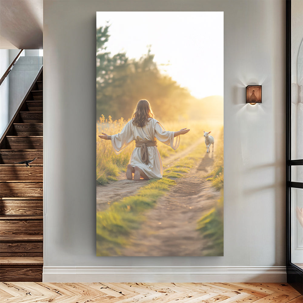 Jesus Protects The Lamb From Wolves Faith Wall Art XI