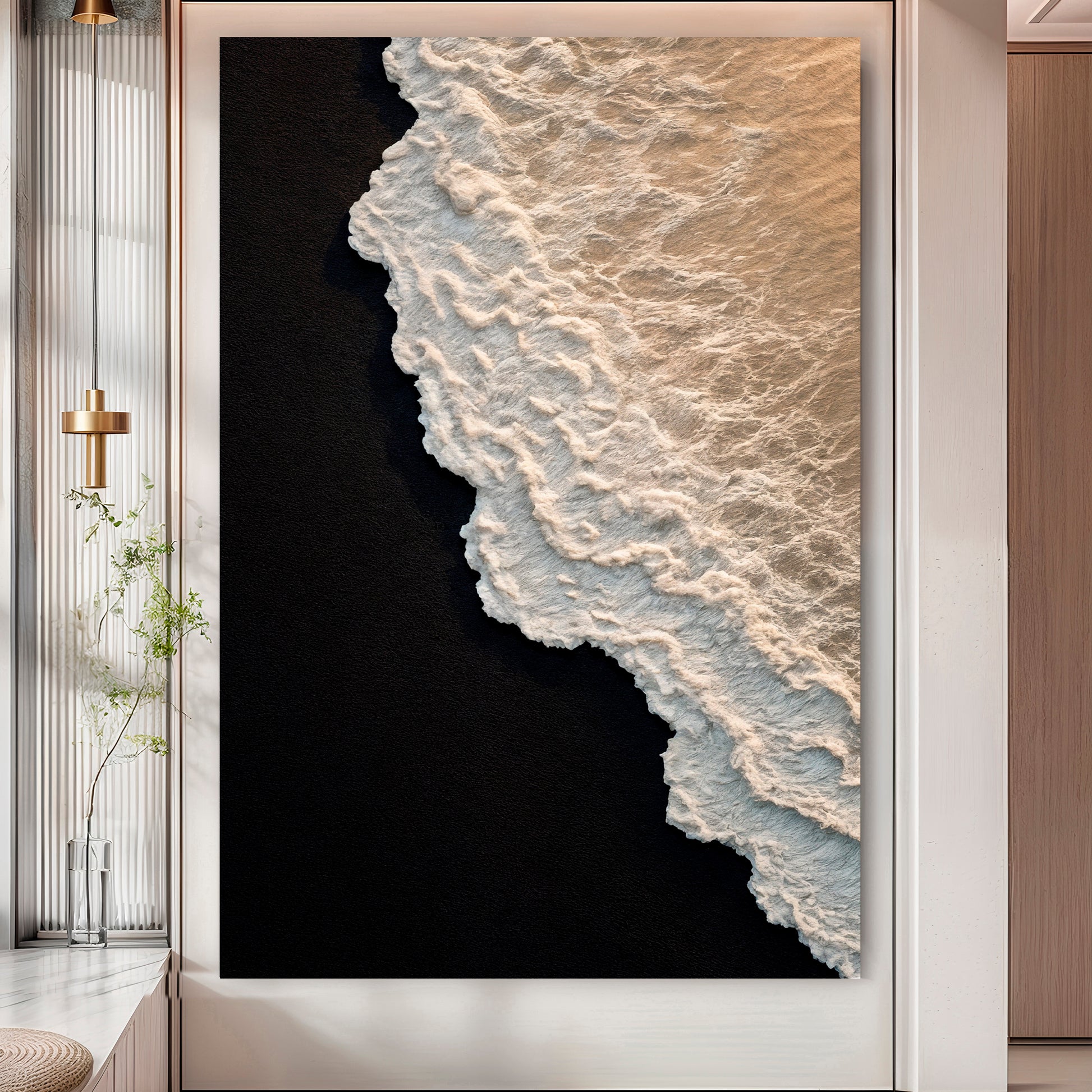 Black Sand Beach Abstract Wall Art