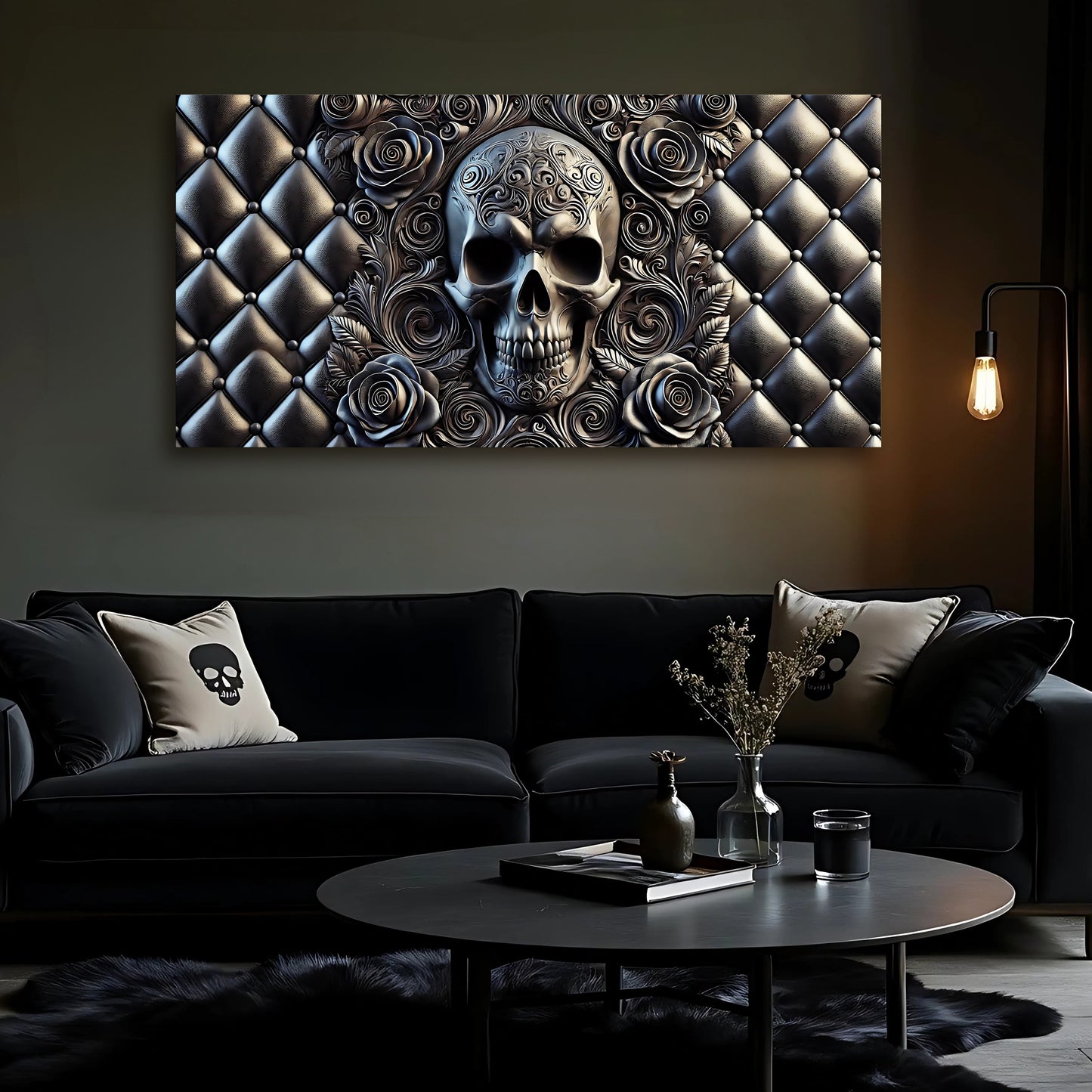 3D Rose And Skull Wall Art IV