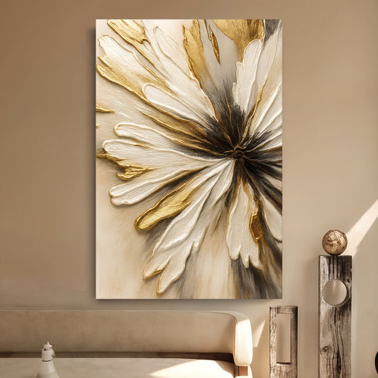 Golden Floral Abstract Wall Art