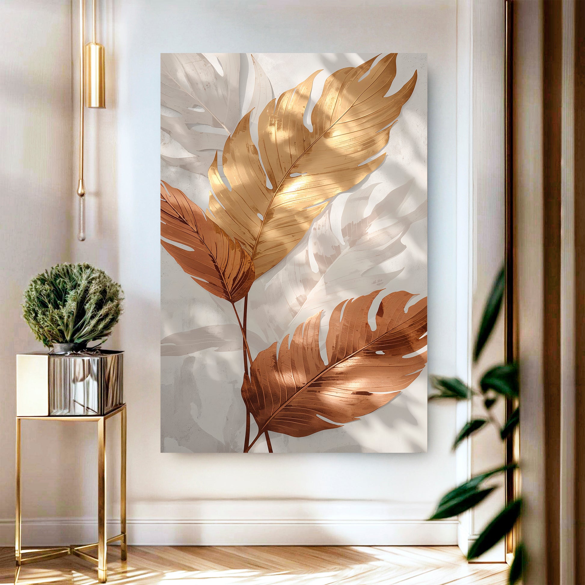 Golden Leaf Abstract Wall Art