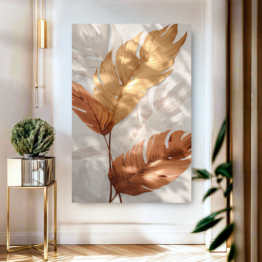 Golden Leaf Abstract Wall Art