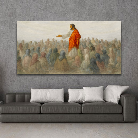Jesus Speaking To Crowd Faith Wall Art III