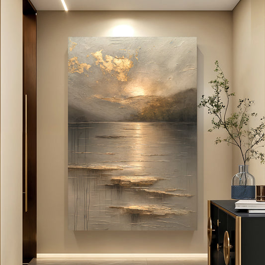Golden Horizon Abstract Wall Art