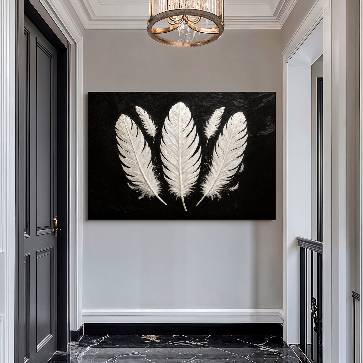 Minimalist Monochrome Feather Wall Art