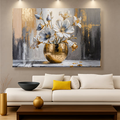 Magnolia Bloom in Gold Abstract Wall Art