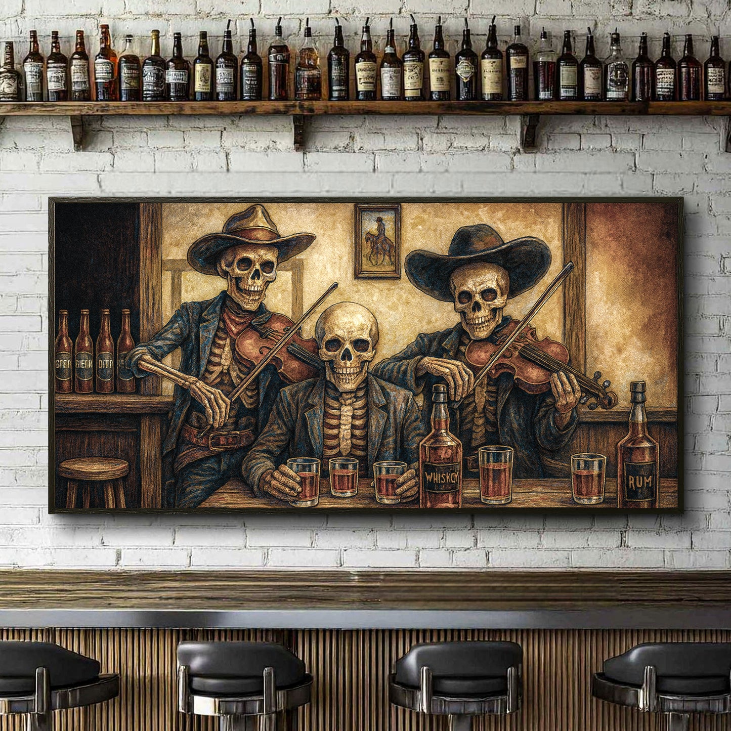 Cowboy Skeletons Western Bar Wall Art
