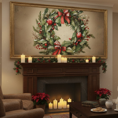Vintage Christmas Wreath Wall Art