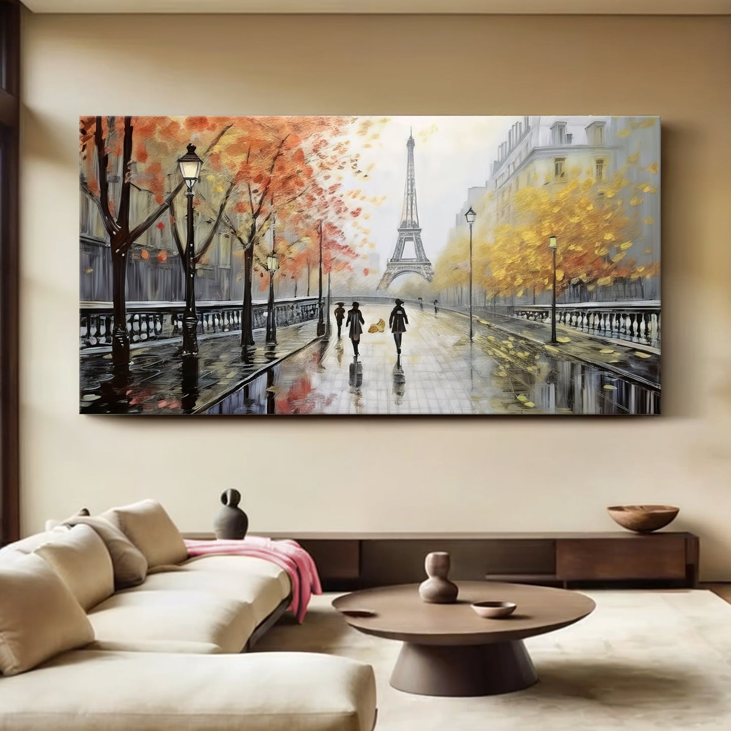 Parisian Rain Cityscape Impasto Wall Art