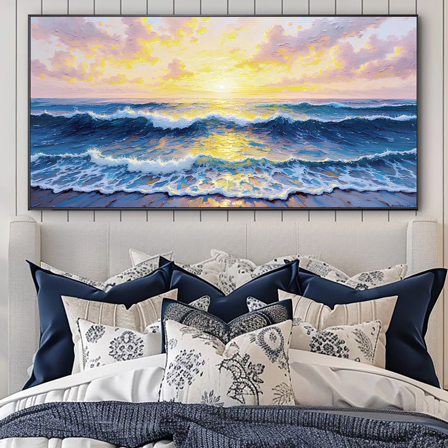 Golden Horizon Impasto Wall Art