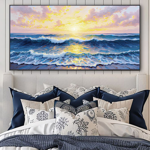Golden Horizon Impasto Wall Art